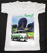 เสื้อยืดคอวีพร้อมสกรีนลายแหล่งท่องเที่ยว ลายจันทบุรี